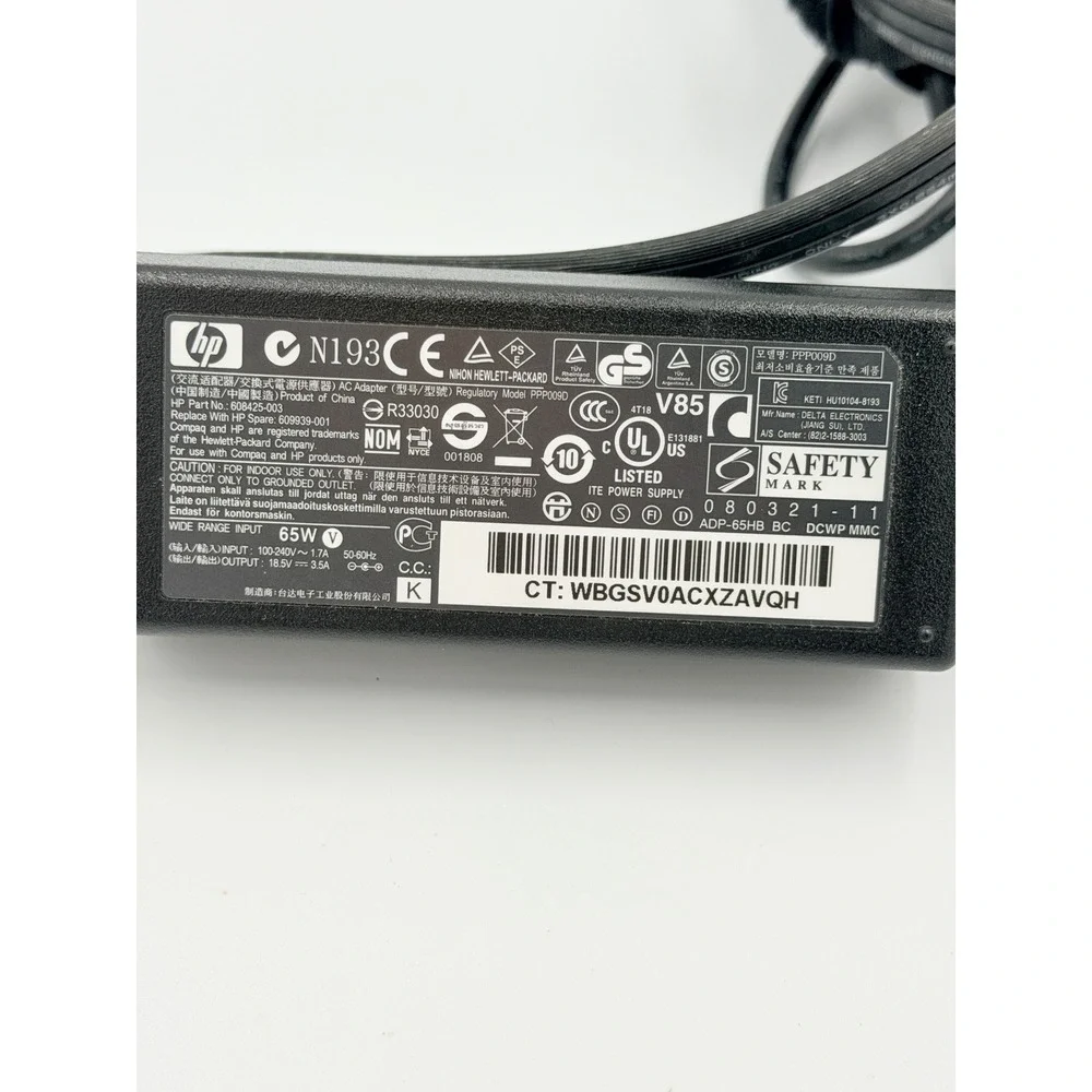 HP 65W AC Adapter Laptop Charger 18.5V 3.5A PPP009D 608425-003 609939-001 Black